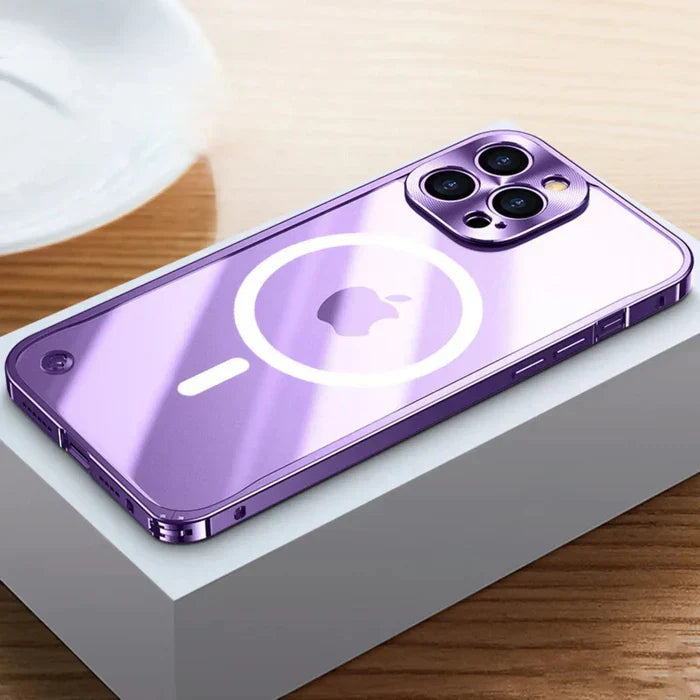 MagSafe-kompatible iPhone-Hülle mit Stoß- & Kratzschutz – Transparenter TPU‑Rand & Hartglasrücken
