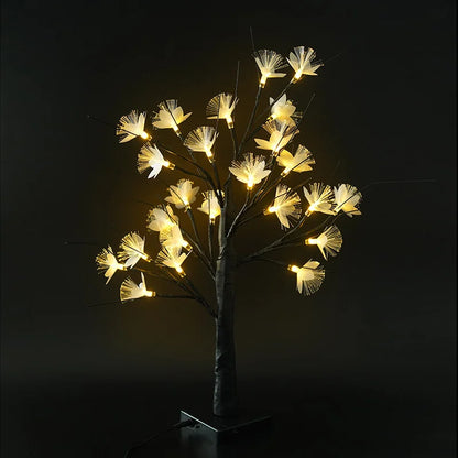 LED Blumenbaum-Lampe mit Rosenblüten – USB-betrieben, warmes Licht, Birkenbaum-Design, 45 cm hoch