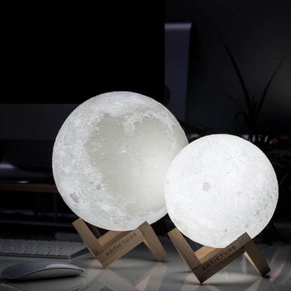 3D Mondlampe mit Holzständer – LED Nachtlicht mit Touch & USB-Aufladung für Schlafzimmer & Kinderzimmer
