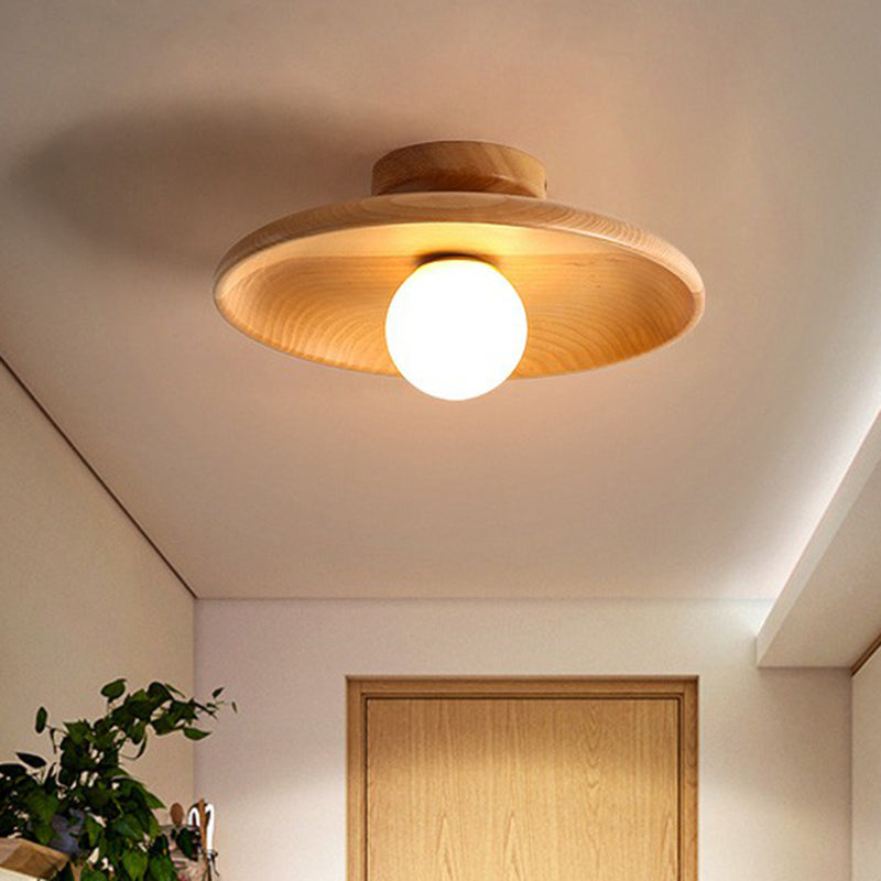 Moderne Holz-Deckenleuchte im Japandi-Stil – Runde LED-Lampe für Wohnzimmer, Flur & Schlafzimmer