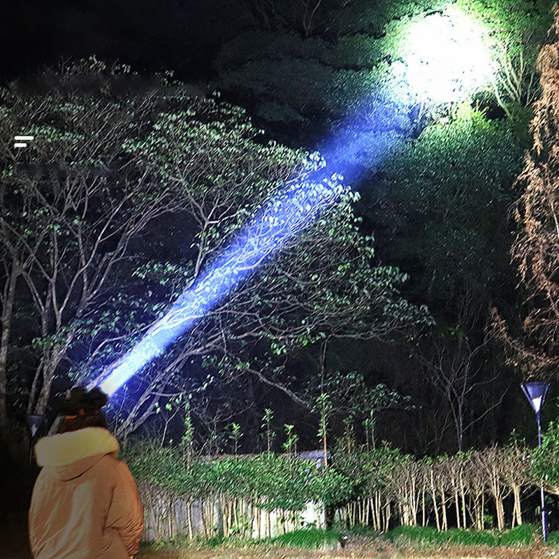 Weitstrahlender LED‑Stirn­scheinwerfer mit Powerbank