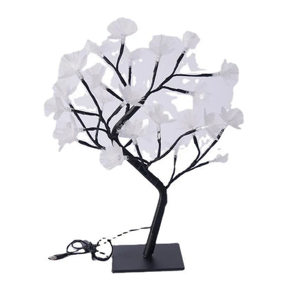 LED Blumenbaum-Lampe mit Rosenblüten – USB-betrieben, warmes Licht, Birkenbaum-Design, 45 cm hoch