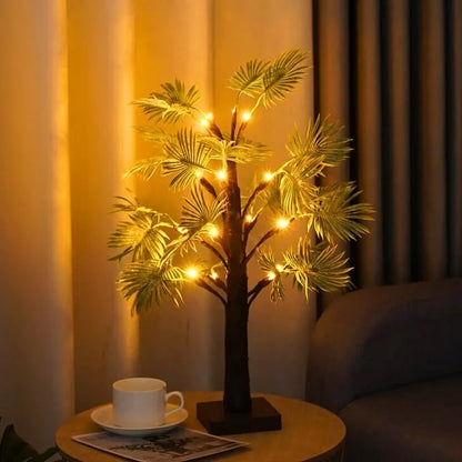 LED Weihnachts-Palmenlichter – Warmweiß, batteriebetrieben, festliche Dekoleuchte aus PVC, 55 cm hoch