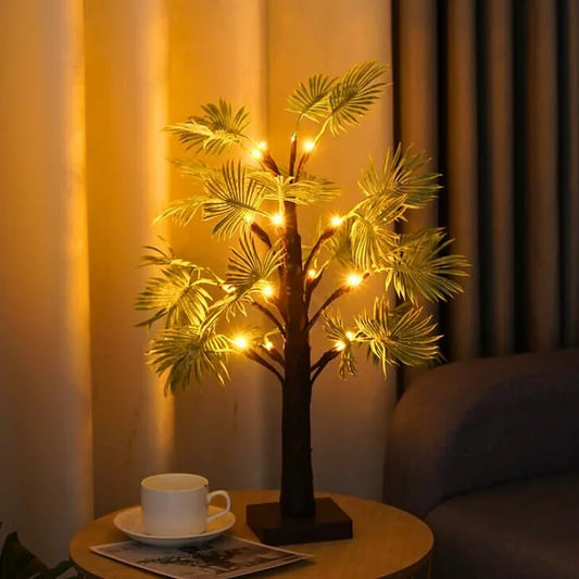 LED Weihnachts-Palmenlichter – Warmweiß, batteriebetrieben, festliche Dekoleuchte aus PVC, 55 cm hoch
