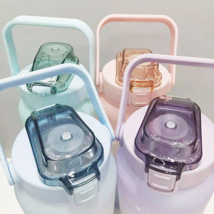 2L Motivations-Wasserflasche mit Zeitmarkierungen & Trinkhalm – BPA-frei & Auslaufsicher