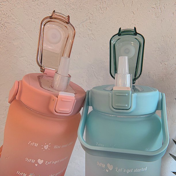 2L Motivations-Wasserflasche mit Zeitmarkierungen & Trinkhalm – BPA-frei & Auslaufsicher