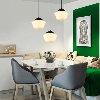 Vintage Pendelleuchten Set im Art Déco Stil – Opalglas Hängelampen mit Retro Charme für Küche, Café & Wohnzimmer