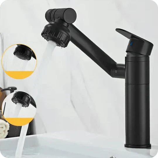 Einhändig bedienbarer Badarmatur mit ausziehbarem Brausekopf & 360° Schwenkfunktion