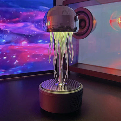 Quallen-Lampe mit LED-Licht & Bluetooth Lautsprecher – Nachtlicht mit Digitaluhr & Musikfunktion für Schlafzimmer & Deko