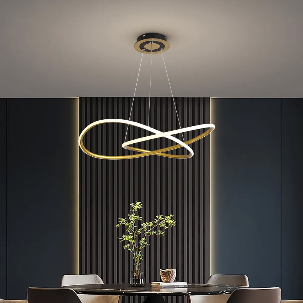 Moderne LED-Pendelleuchte mit Infinity-Design – Designer Hängelampe für Esszimmer, Wohnzimmer & Büro – Skulpturale Statement-Beleuchtung