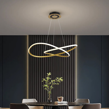 Moderne LED-Pendelleuchte mit Infinity-Design – Designer Hängelampe für Esszimmer, Wohnzimmer & Büro – Skulpturale Statement-Beleuchtung