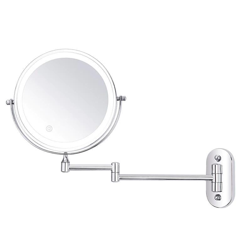 Eleganter LED-Vergrößerungsspiegel mit USB-Aufladung – Chrom Silber