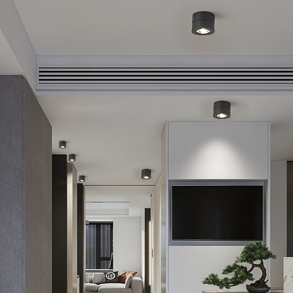 Runde faltbare LED Spot-Deckenleuchte – Verstellbares Aufputz-Deckenspot Licht für Flur und Wohnzimmer