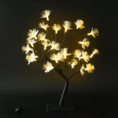 LED Blumenbaum-Lampe mit Rosenblüten – USB-betrieben, warmes Licht, Birkenbaum-Design, 45 cm hoch