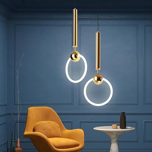 Moderne LED-Ring-Pendelleuchte in Gold – Minimalistische Hängelampe für Schlafzimmer, Wohnzimmer & Designräume