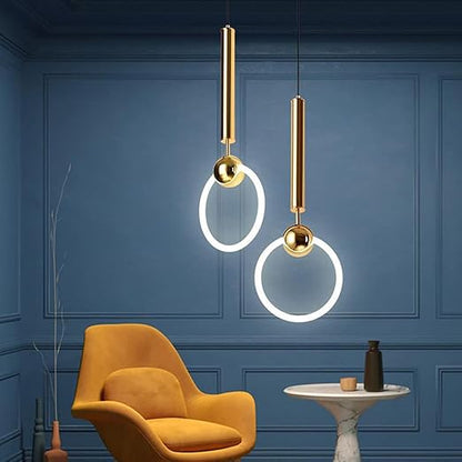 Moderne LED-Ring-Pendelleuchte in Gold – Minimalistische Hängelampe für Schlafzimmer, Wohnzimmer & Designräume