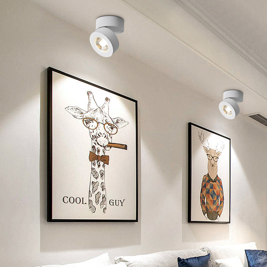 Runde faltbare LED Spot-Deckenleuchte – Verstellbares Aufputz-Deckenspot Licht für Flur und Wohnzimmer