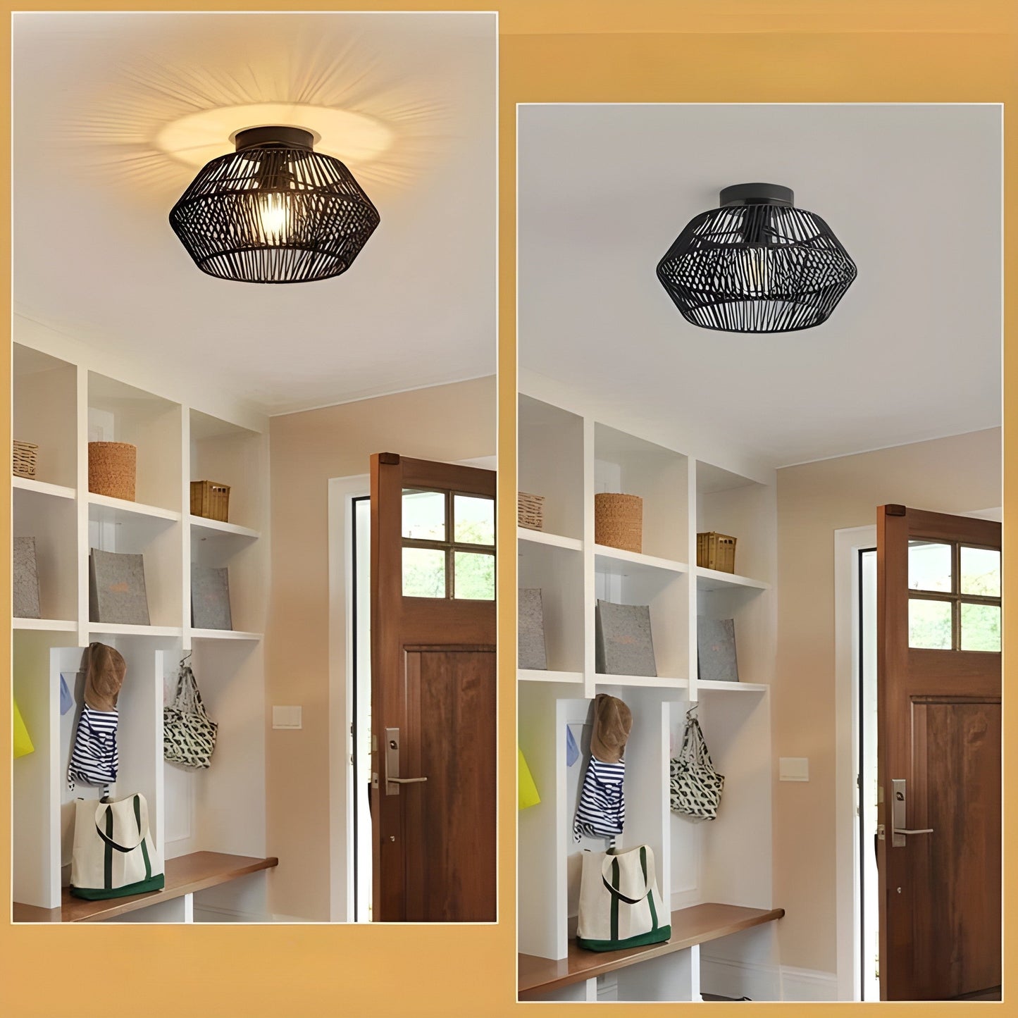 HavenWeave Light - Vintage LED Rattan Geflochtene Deckenleuchte