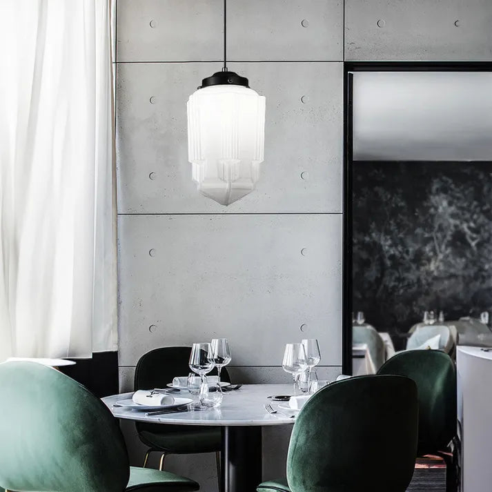 Vintage Pendelleuchten Set im Art Déco Stil – Opalglas Hängelampen mit Retro Charme für Küche, Café & Wohnzimmer