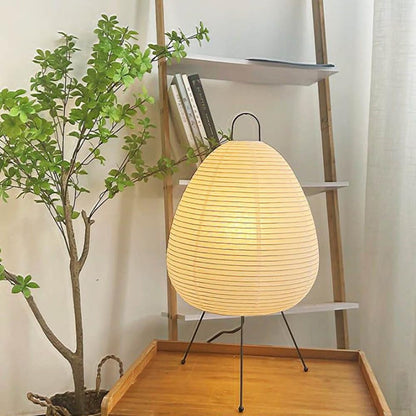Japanische Tischlampe aus Papier – Retro Akari Design mit Metallfüßen, für Wohnzimmer, Schlafzimmer & Büro