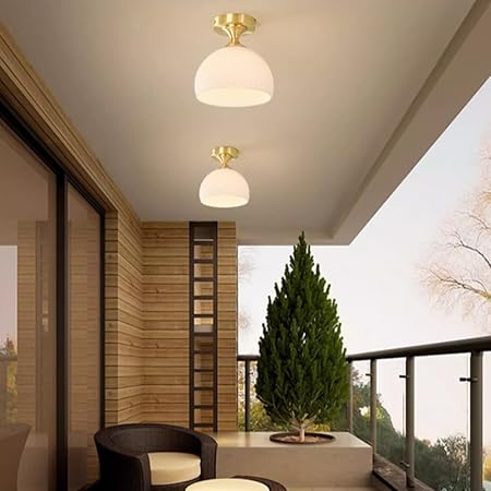 Wasserfeste Deckenleuchte für Balkon & Terrasse – Elegantes Design in Gold & Weiß, Outdoor geeignet, IP44 Schutzklasse
