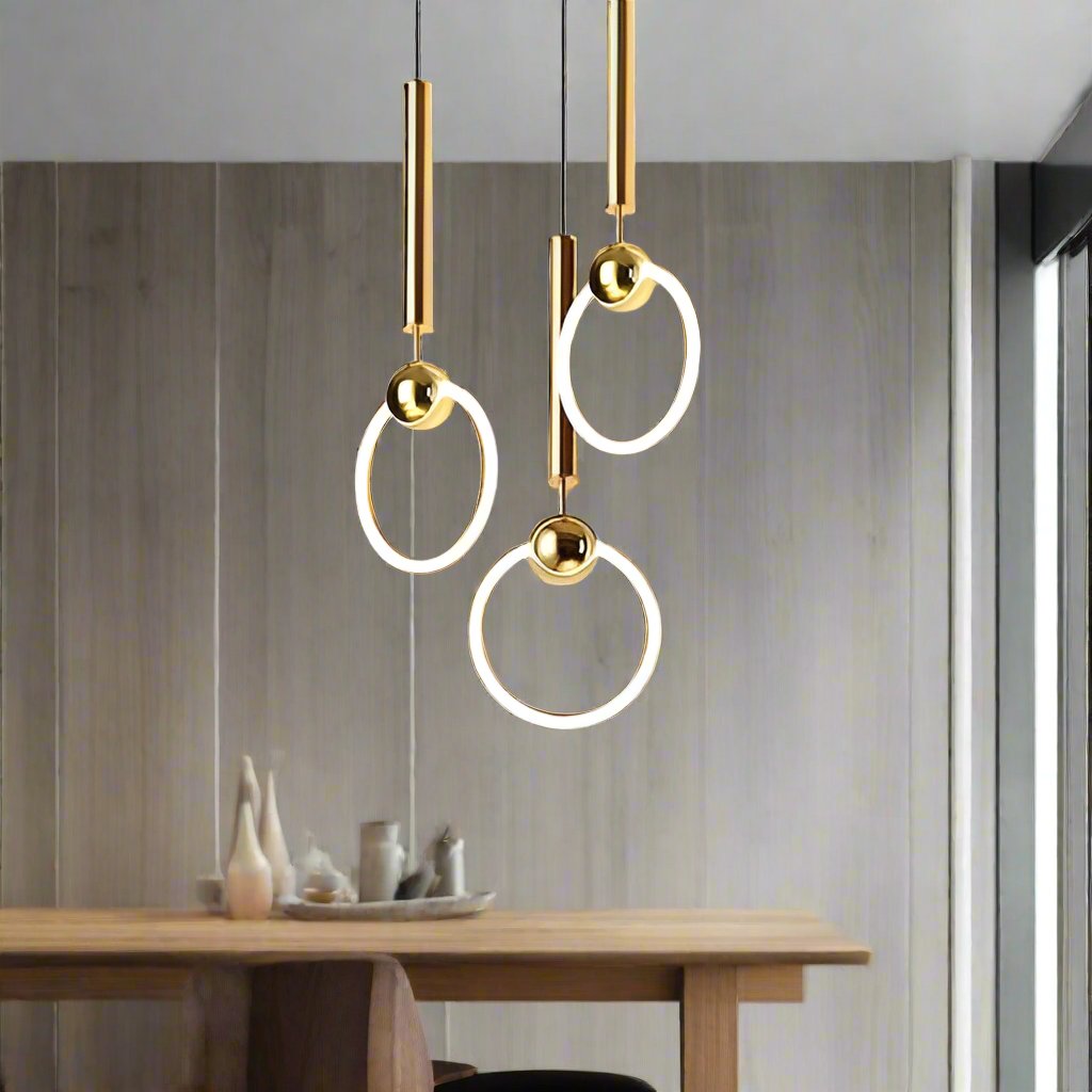 Moderne LED-Ring-Pendelleuchte in Gold – Minimalistische Hängelampe für Schlafzimmer, Wohnzimmer & Designräume