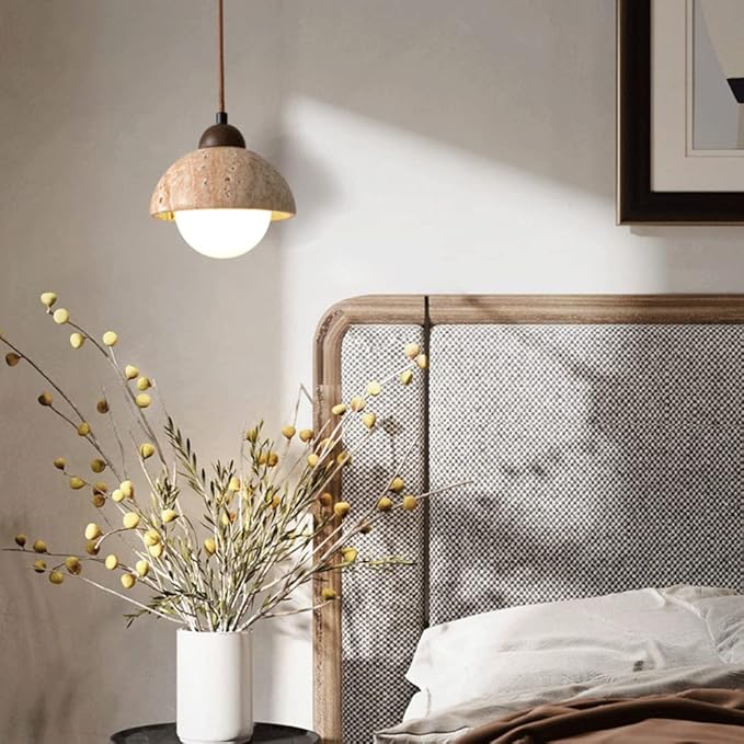 Minimalistische Pendelleuchte mit Naturstein-Optik – Vintage Retro Hängelampe für Esstisch, Küche & Wohnzimmer