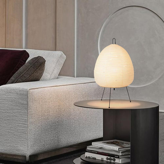 Japanische Tischlampe aus Papier – Retro Akari Design mit Metallfüßen, für Wohnzimmer, Schlafzimmer & Büro