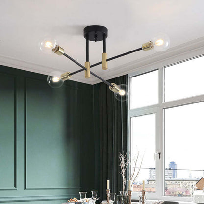 Moderne Sputnik-Deckenleuchte mit 8 Armen – Designlampe in Schwarz-Gold für Wohnzimmer, Esszimmer & Flur
