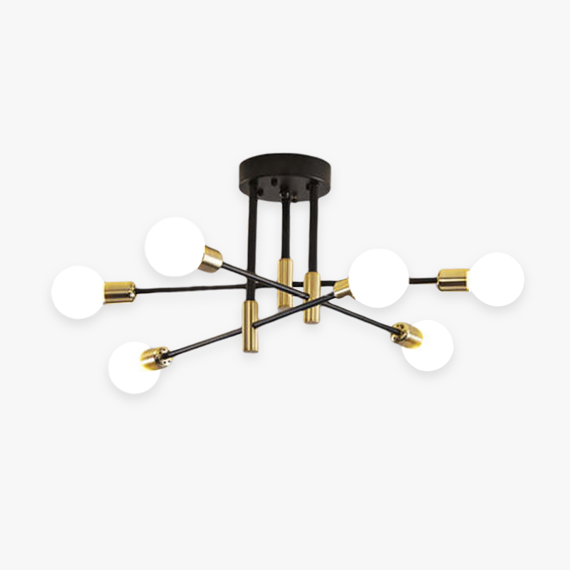 Moderne Sputnik-Deckenleuchte mit 8 Armen – Designlampe in Schwarz-Gold für Wohnzimmer, Esszimmer & Flur