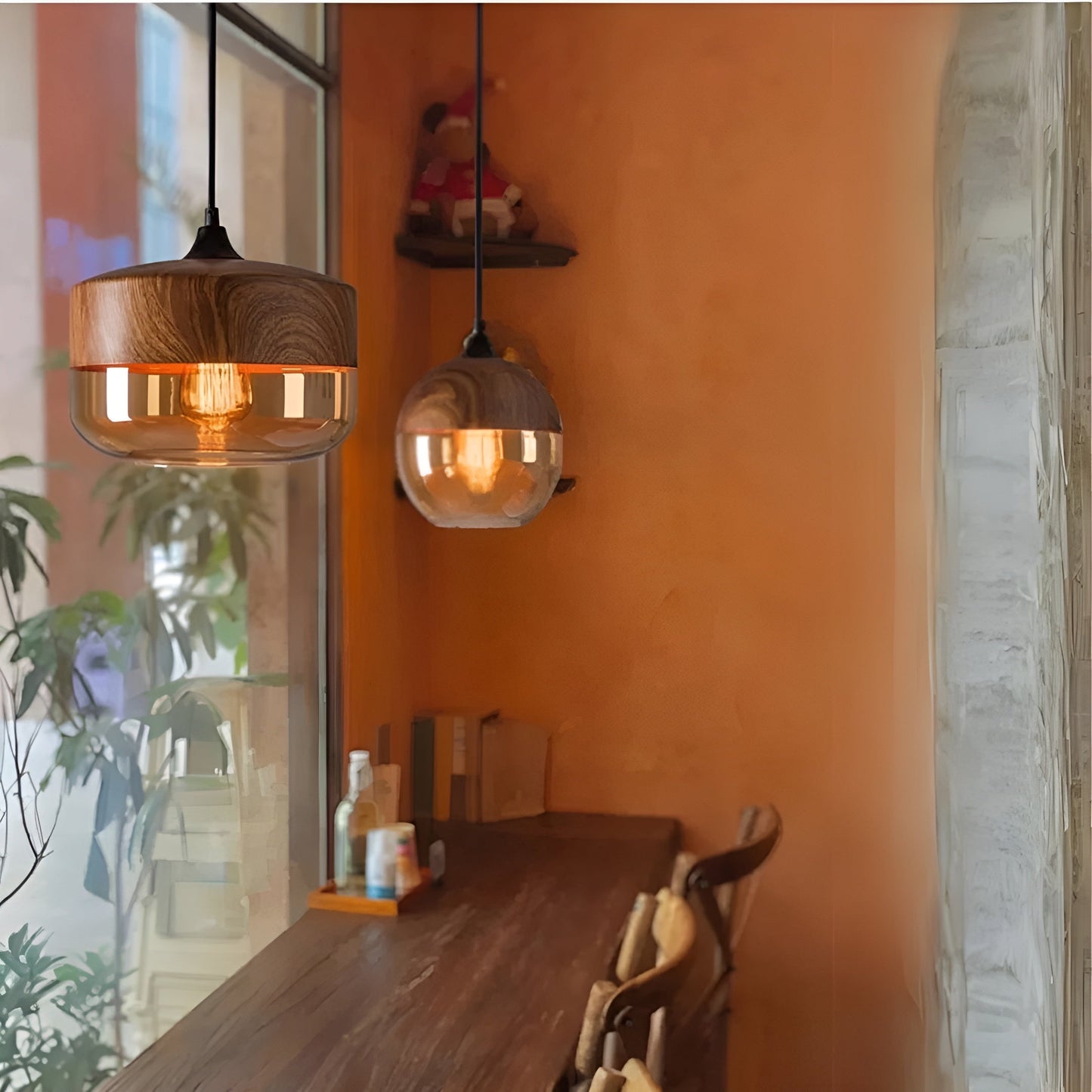 ModiGlass Light - Moderne Holzleuchte aus getöntem Glas