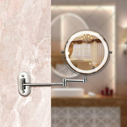 Eleganter LED-Vergrößerungsspiegel mit USB-Aufladung – Chrom Silber