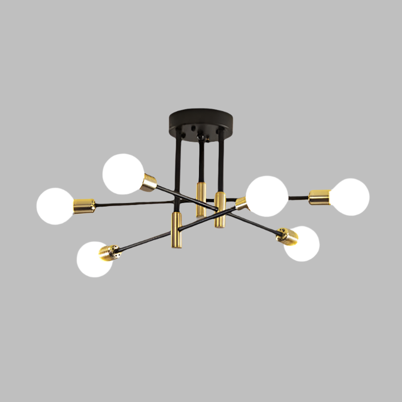 Moderne Sputnik-Deckenleuchte mit 8 Armen – Designlampe in Schwarz-Gold für Wohnzimmer, Esszimmer & Flur