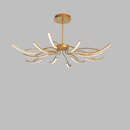 Designer LED Kronleuchter im Ast-Design – Moderne Hängelampe in Gold für Esszimmer, Wohnzimmer & Loft