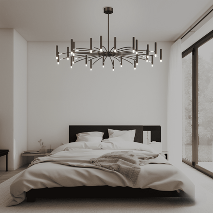 Moderne LED-Deckenleuchte im Spinnennetz-Design – Verstellbarer Kronleuchter mit 16 Armen für Wohnzimmer, Loft oder Esszimmer