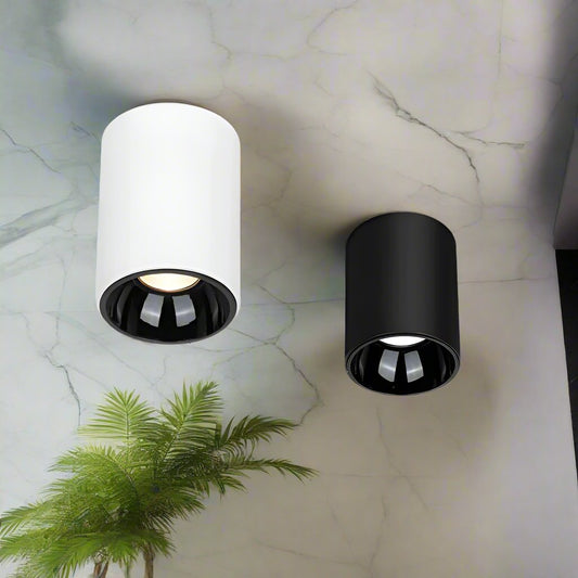 Minimalistische LED Deckenleuchte in Zylinderform – Moderne Aufbaulampe in Schwarz & Weiß für Flur, Küche & Wohnzimmer