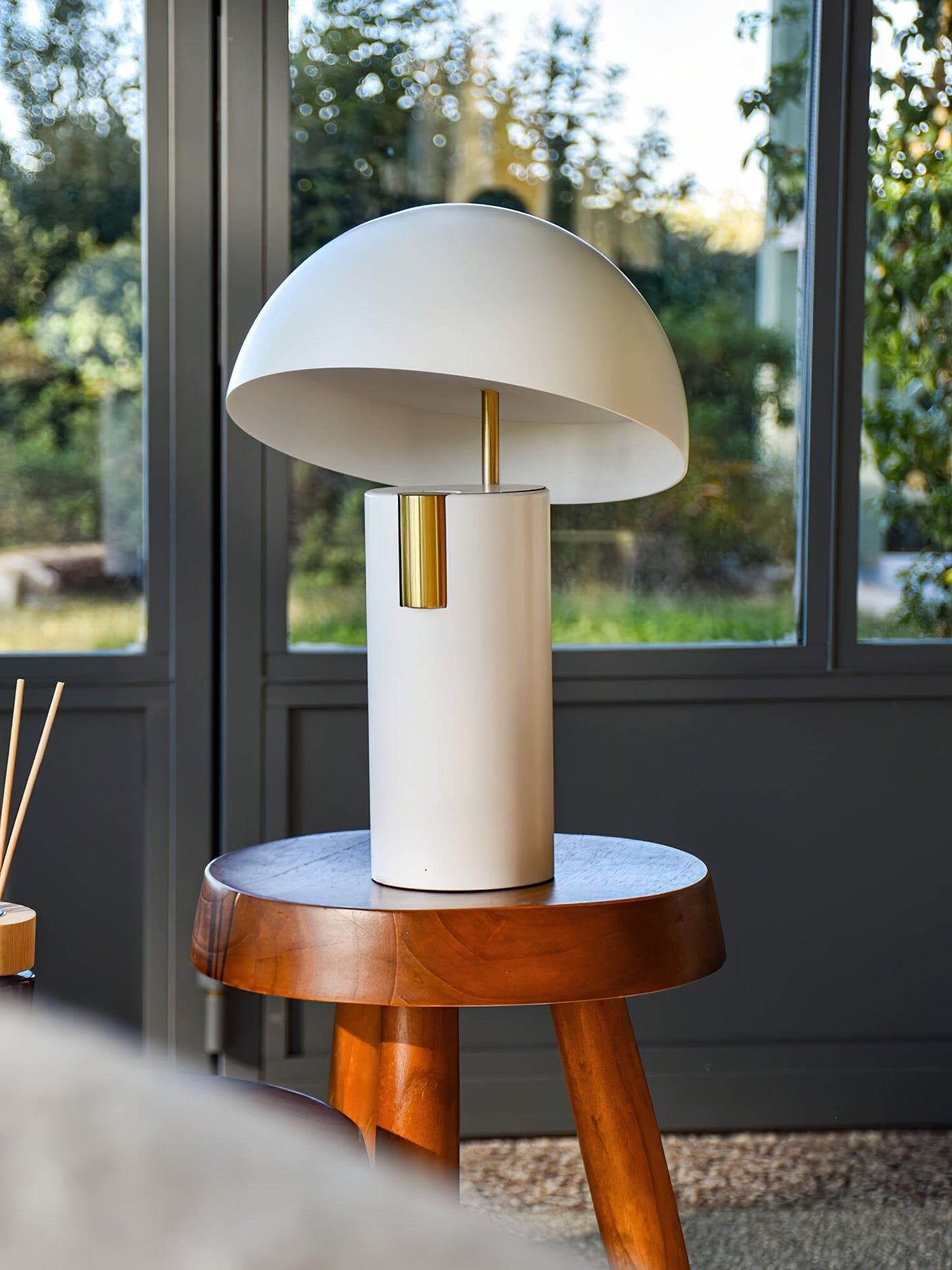 Minimalist designer table lamp for office & living room – metal, half-dome design, modern ambient light, elegant industrial look