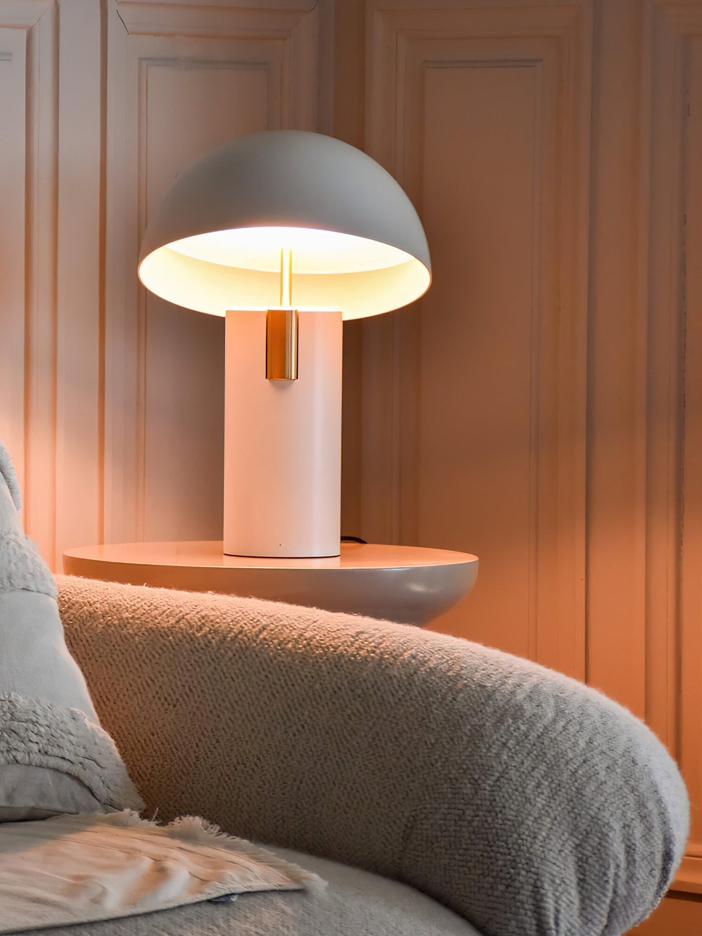 Minimalist designer table lamp for office & living room – metal, half-dome design, modern ambient light, elegant industrial look