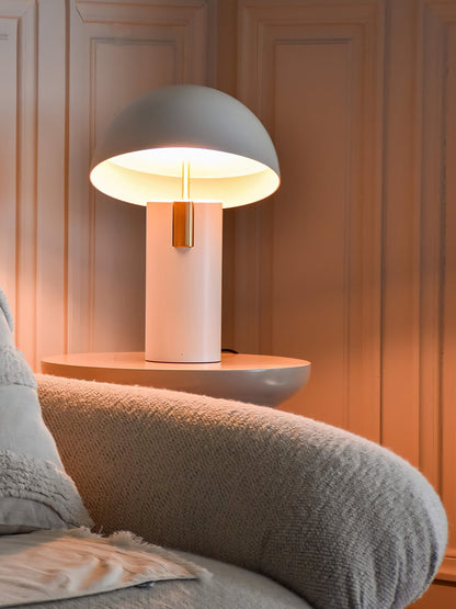 Minimalist designer table lamp for office & living room – metal, half-dome design, modern ambient light, elegant industrial look