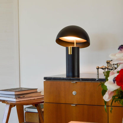 Minimalist designer table lamp for office & living room – metal, half-dome design, modern ambient light, elegant industrial look