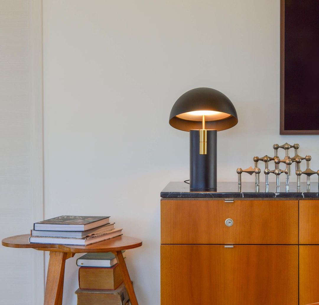 Minimalist designer table lamp for office & living room – metal, half-dome design, modern ambient light, elegant industrial look