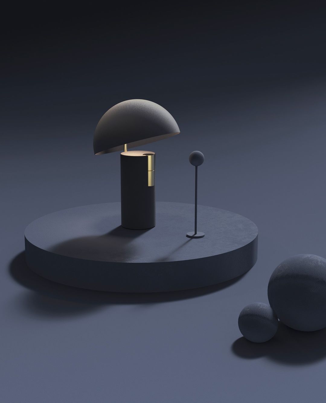 Minimalist designer table lamp for office & living room – metal, half-dome design, modern ambient light, elegant industrial look