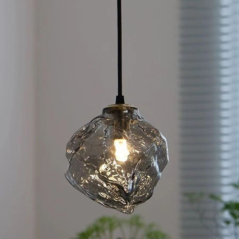Modern Minimalist Metall Glas Eiswürfel 1-Licht Pendelleuchte für Nachtisch