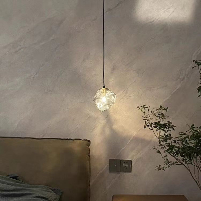 Modern Minimalist Metall Glas Eiswürfel 1-Licht Pendelleuchte für Nachtisch