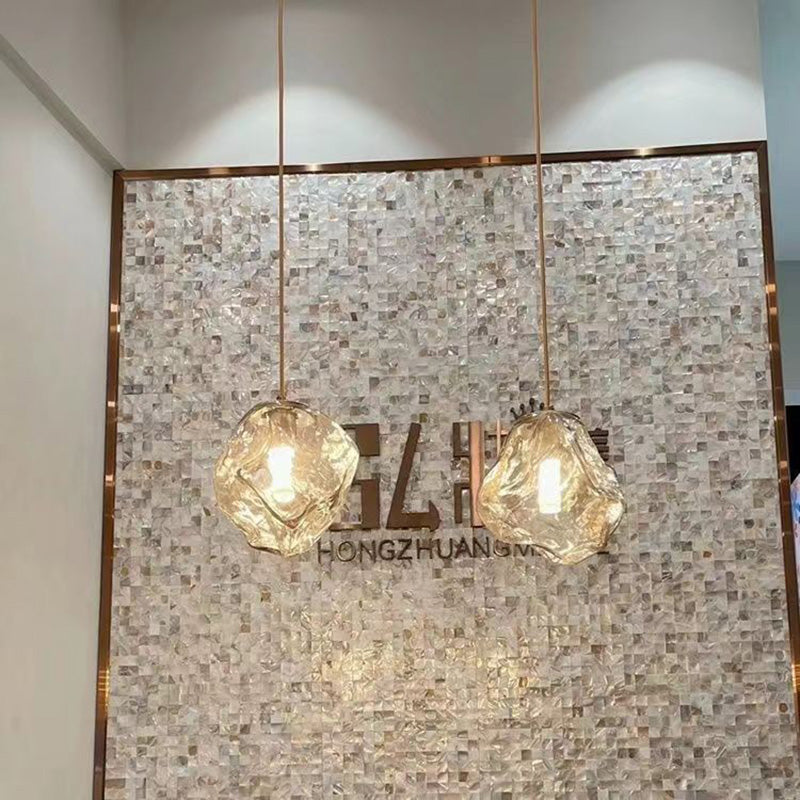 Modern Minimalist Metall Glas Eiswürfel 1-Licht Pendelleuchte für Nachtisch