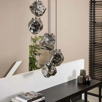 Modern Minimalist Metall Glas Eiswürfel 1-Licht Pendelleuchte für Nachtisch