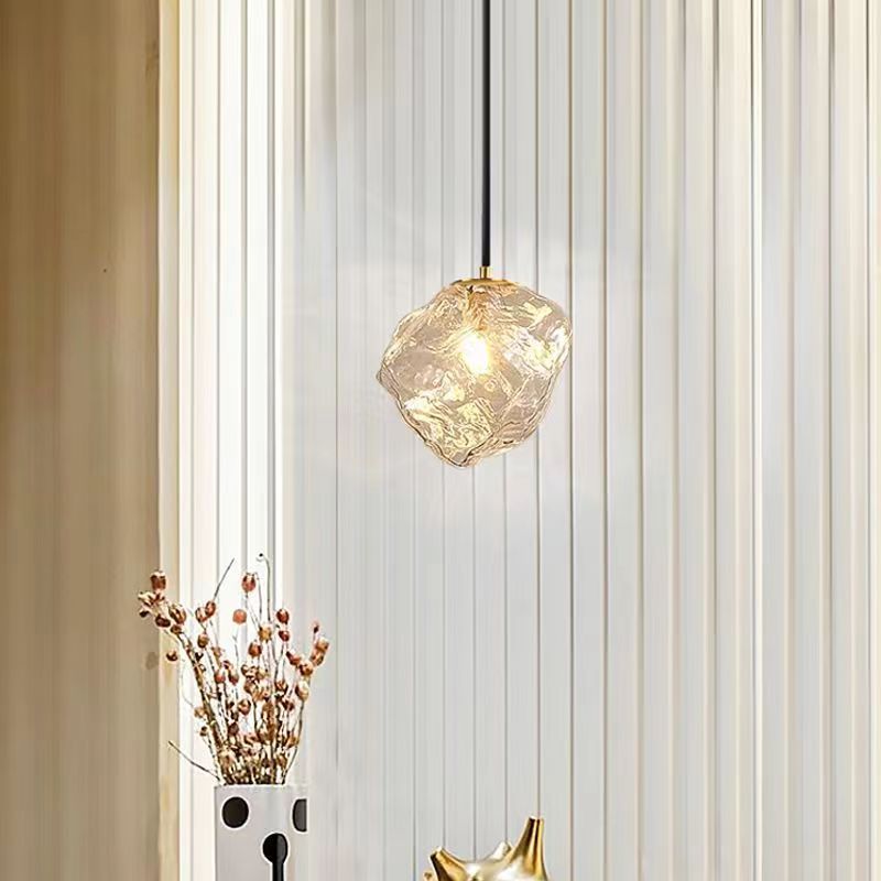 Modern Minimalist Metall Glas Eiswürfel 1-Licht Pendelleuchte für Nachtisch