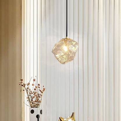 Modern Minimalist Metall Glas Eiswürfel 1-Licht Pendelleuchte für Nachtisch