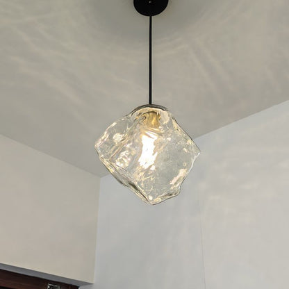 Modern Minimalist Metall Glas Eiswürfel 1-Licht Pendelleuchte für Nachtisch