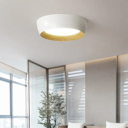 Moderne LED-Deckenleuchte mit Holzdetail – Minimalistische Aufputzlampe für Wohnzimmer, Küche & Flur – Skandinavisches Design & warmes Licht